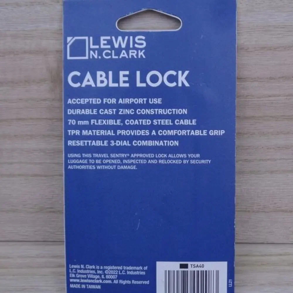 Lewis N Clark TSA Approved Cable Lock Flexible Shackle 3‎ Dial Combination
